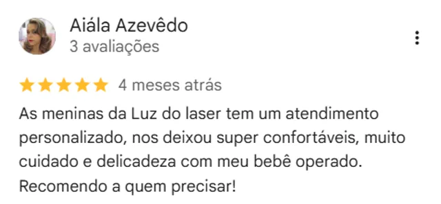 Print de avaliacao real de cliente no Google