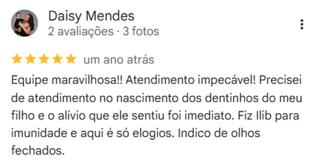 Print de avaliacao real de cliente no Google